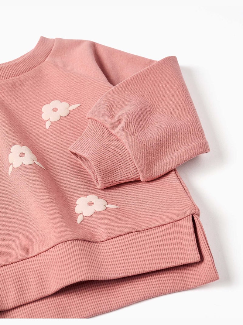 Sweatshirt met bloemenreliëfprint Roze - Kiabi