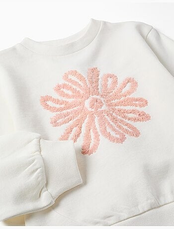 Sweatshirt met bloemenreliëfprint