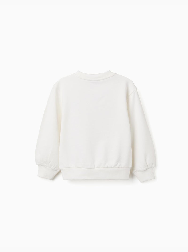 Sweatshirt met bloemenreliëfprint Wit - Kiabi