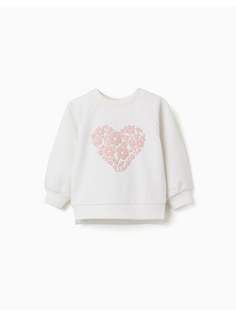 Sweatshirt met bloemenreliëfprint Wit - Kiabi