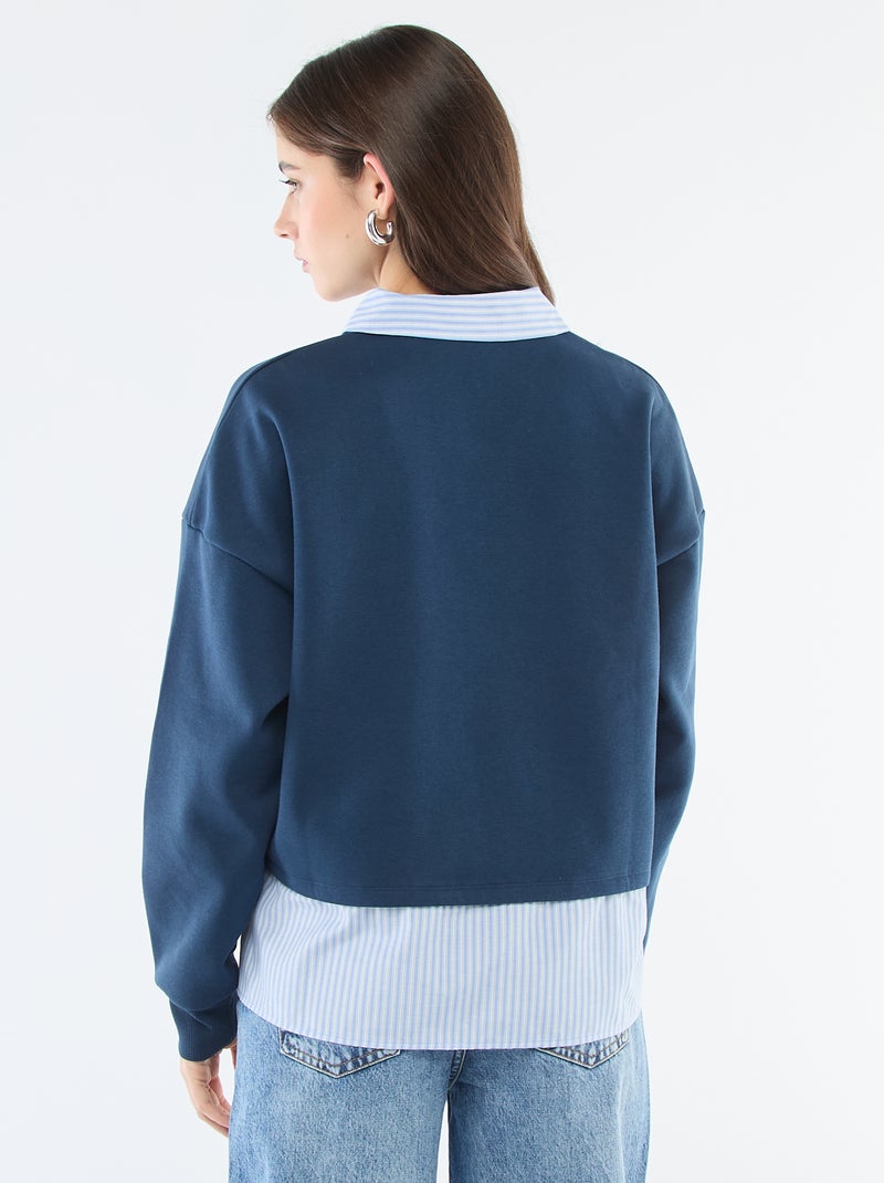 Sweatshirt met blouse-effect 2-in-1 Blauw - Kiabi