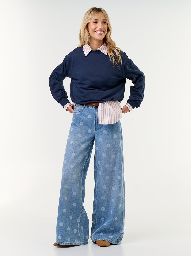 Sweatshirt met bolle pasvorm van french terry Blauw - Kiabi