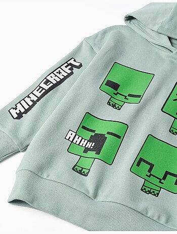 Sweatshirt met capuchon en geruwde voering met minecraft-print