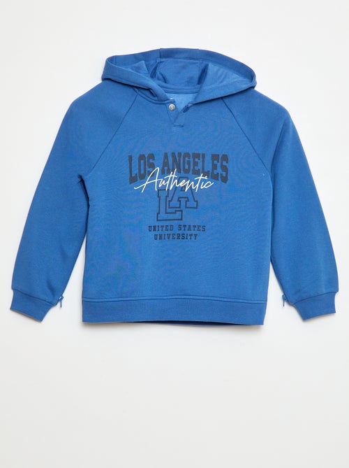 Sweatshirt met capuchon en print met ritsopeningen aan de zijkant - So Easy - Kiabi Sweatshirt met capuchon en print met ritsopeningen aan de zijkant - So Easy - Kiabi