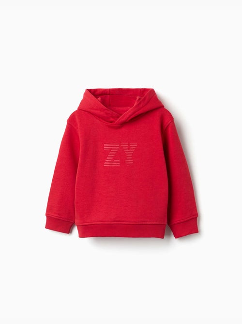 Sweatshirt met capuchon met zy reliëfprint - Kiabi