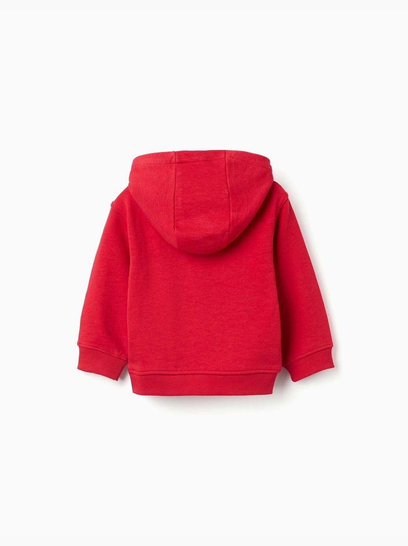 Sweatshirt met capuchon met zy reliëfprint Rood - Kiabi