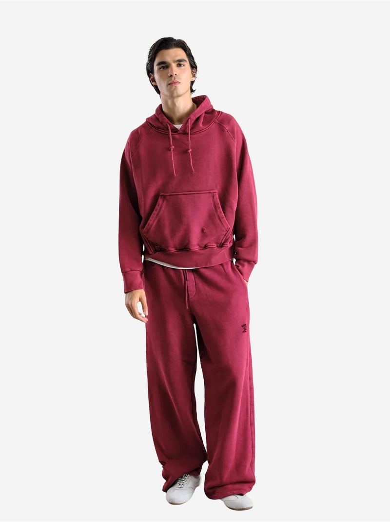 Sweatshirt met capuchon, trekkoord en zak giesto Bordeauxrood - Kiabi