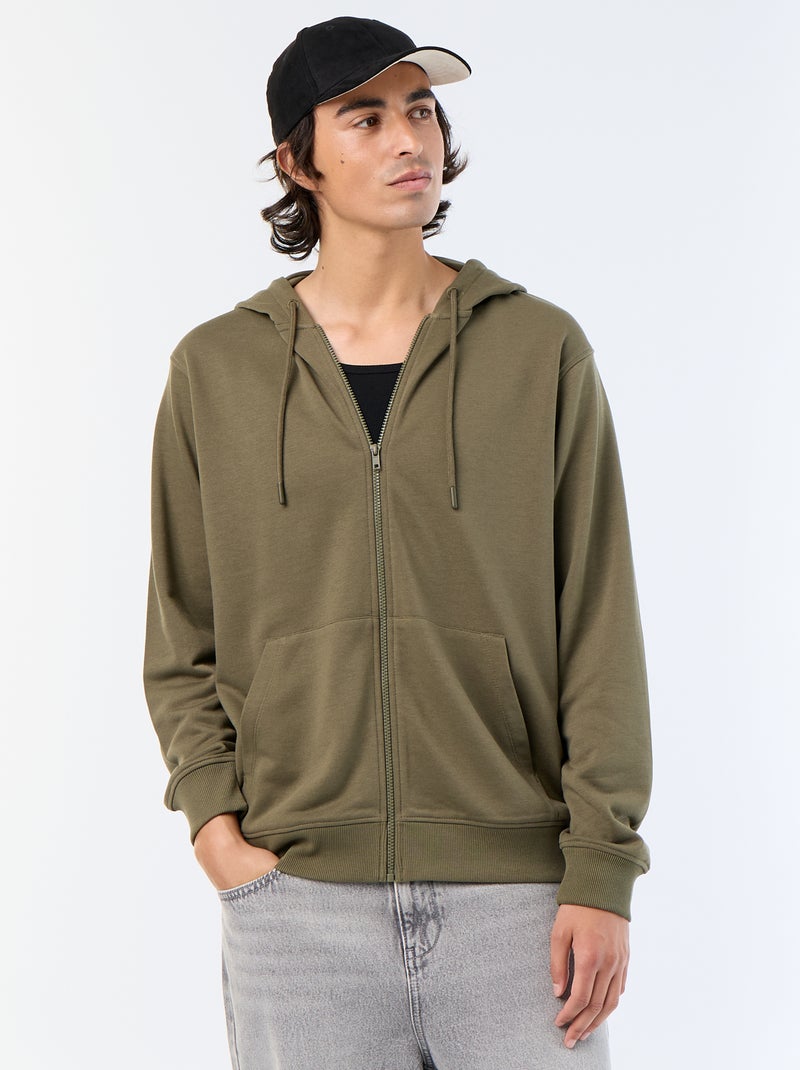 Sweatshirt met capuchon van French Terry Kaki - Kiabi