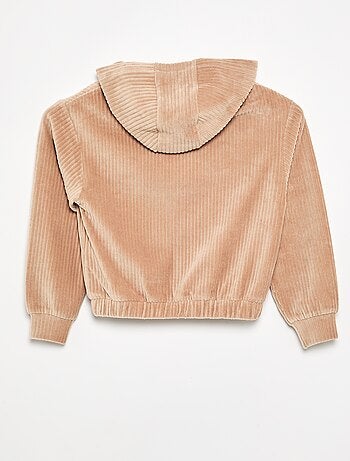 Sweatshirt met capuchon van geribde stof