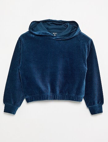 Sweatshirt met capuchon van geribde stof