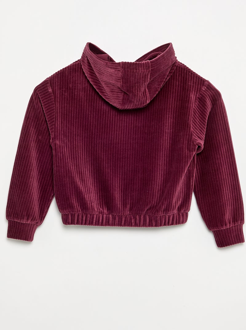 Sweatshirt met capuchon van geribde stof Rood - Kiabi