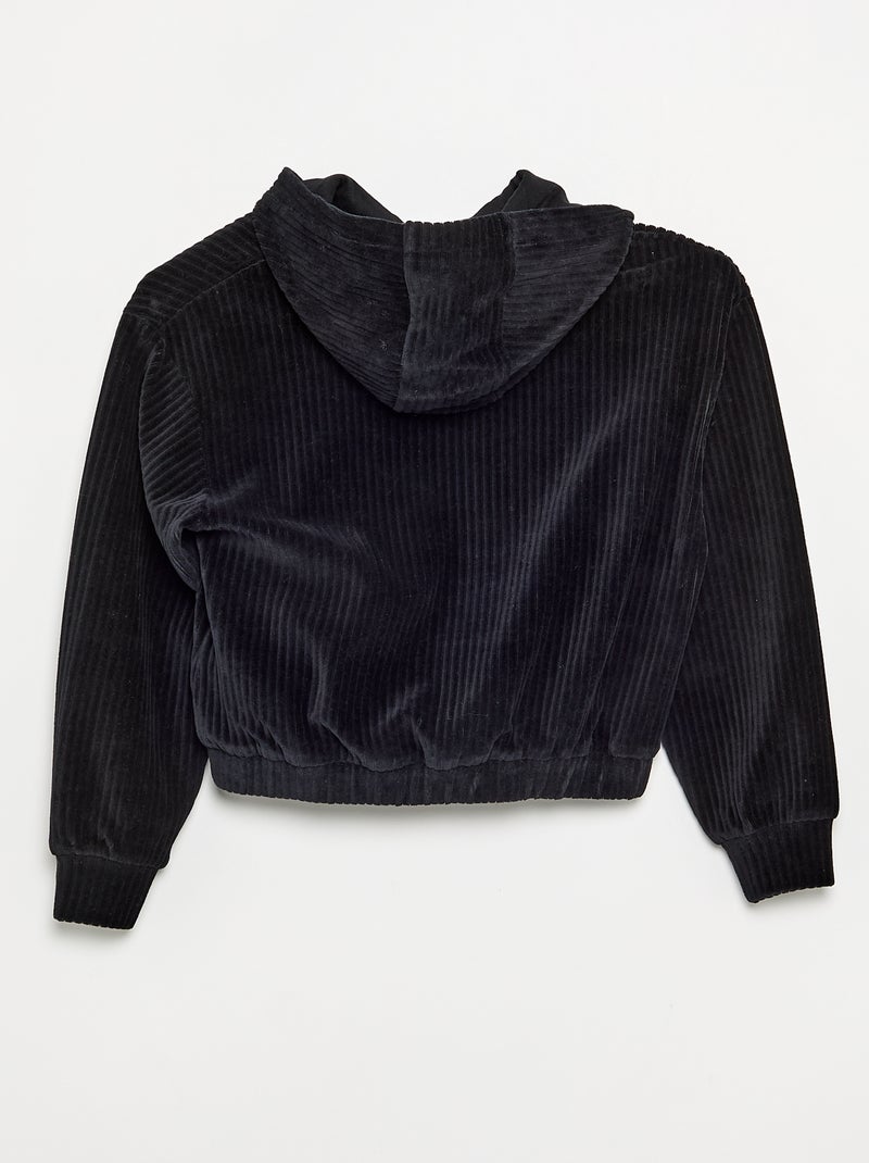 Sweatshirt met capuchon van geribde stof Zwart - Kiabi