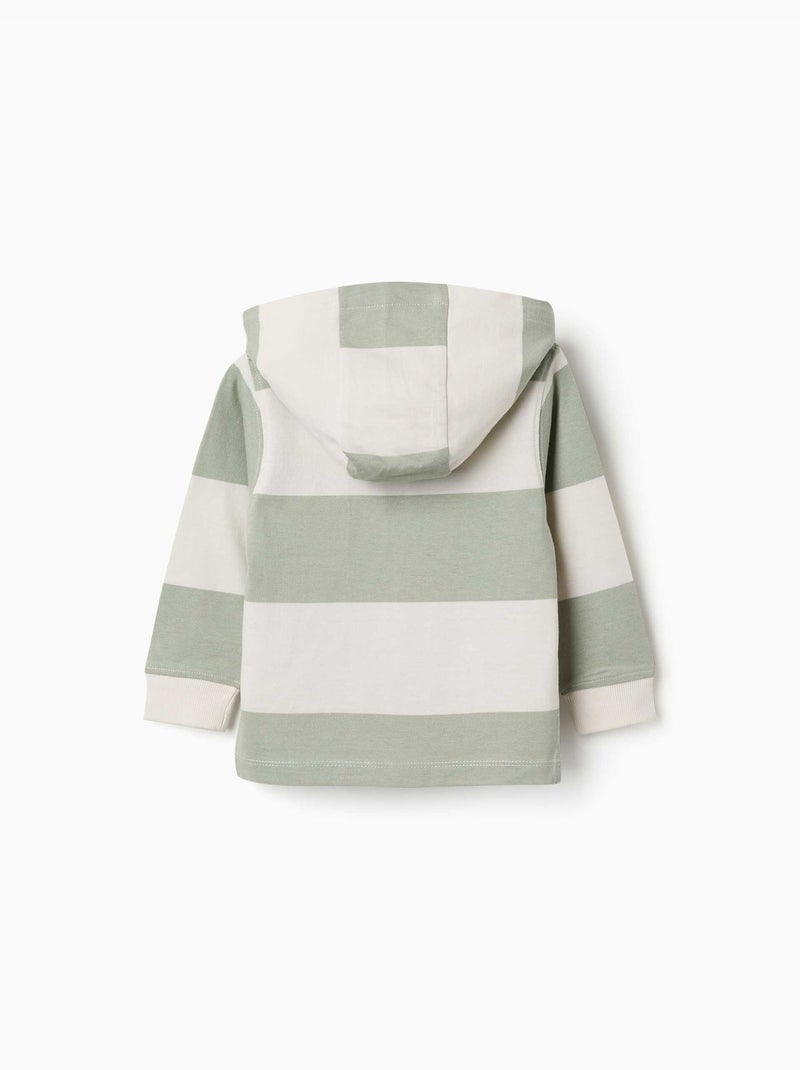Sweatshirt met capuchon van katoen met strepen Lichtgroen - Kiabi