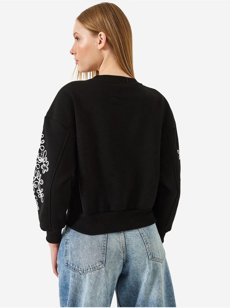 Sweatshirt met geborduurde mouwen lucci Zwart - Kiabi