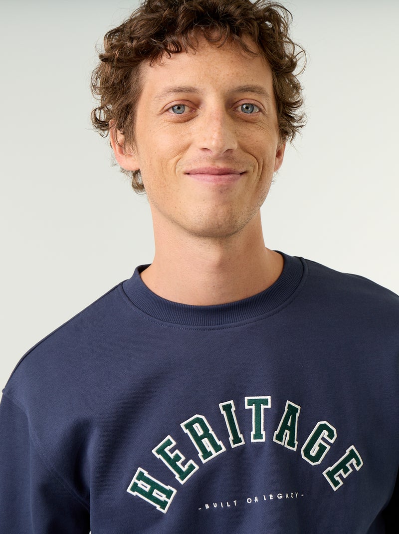 Sweatshirt met geborduurde opschriften in sportieve stijl Blauw - Kiabi