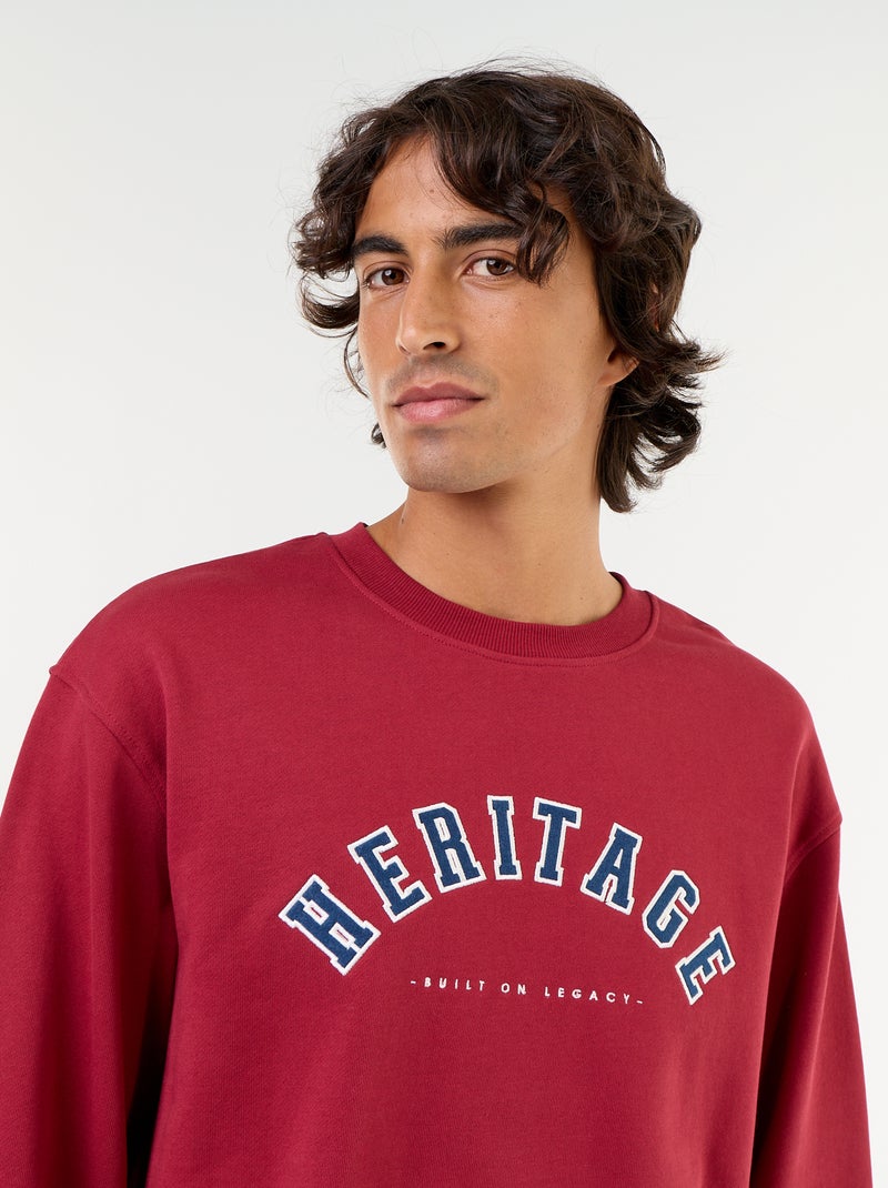 Sweatshirt met geborduurde opschriften in sportieve stijl Rood - Kiabi