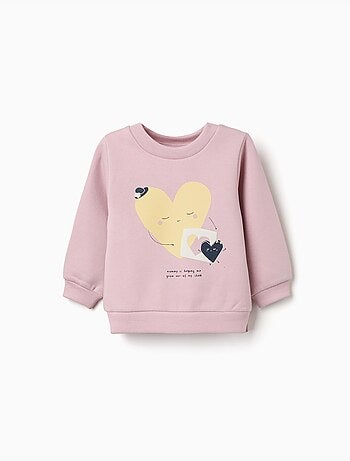 Geborsteld sweatshirt met bloemen en harten