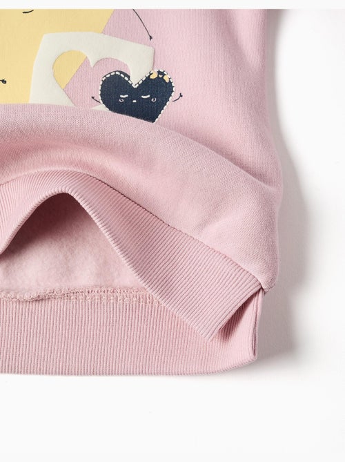 Sweatshirt met geborstelde stof en opgedrukte hartjes - Kiabi