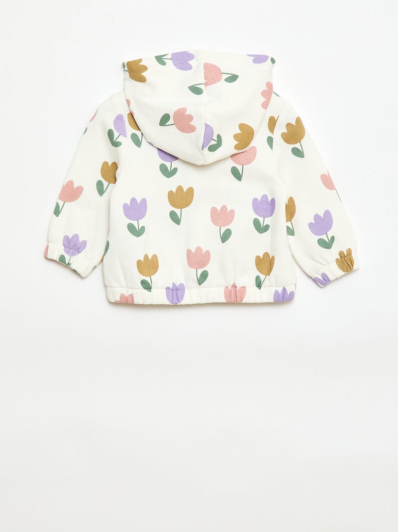 Sweatshirt met kap en print Wit - Kiabi