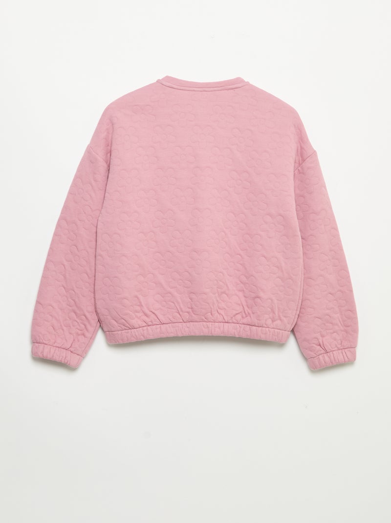 Sweatshirt met lange mouwen en drukknoopsluiting Paars - Kiabi