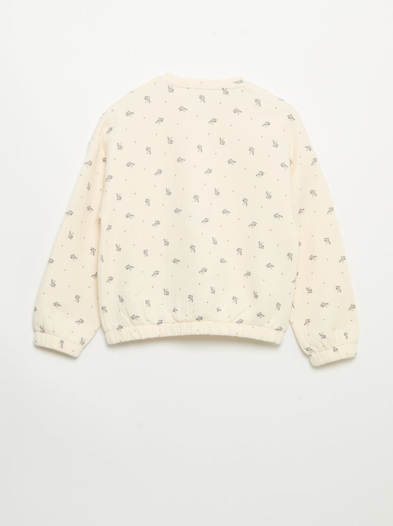 Sweatshirt met lange mouwen en drukknopenopening Wit - Kiabi