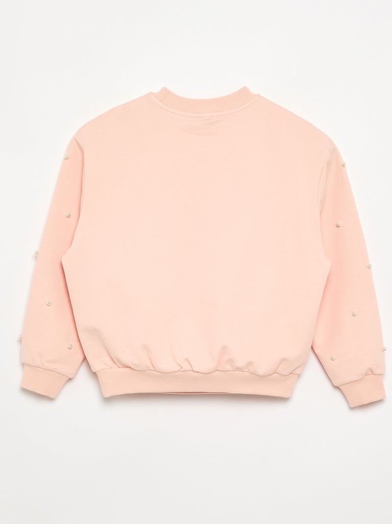 Sweatshirt met lange mouwen en parels Oranje - Kiabi