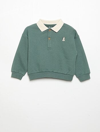 Sweatshirt met lange mouwen en polokraag