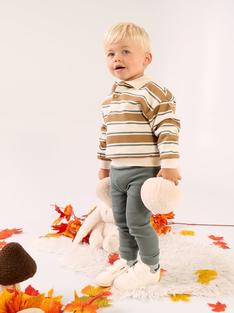 Sweatshirt met lange mouwen en polokraag Wit - Kiabi