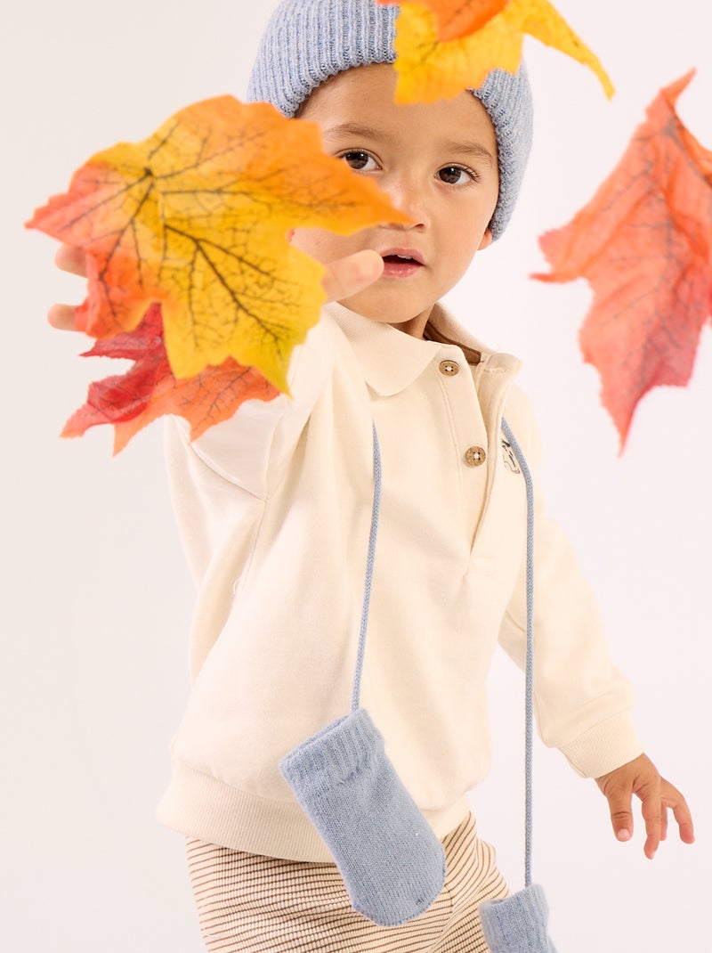 Sweatshirt met lange mouwen en polokraag Wit - Kiabi