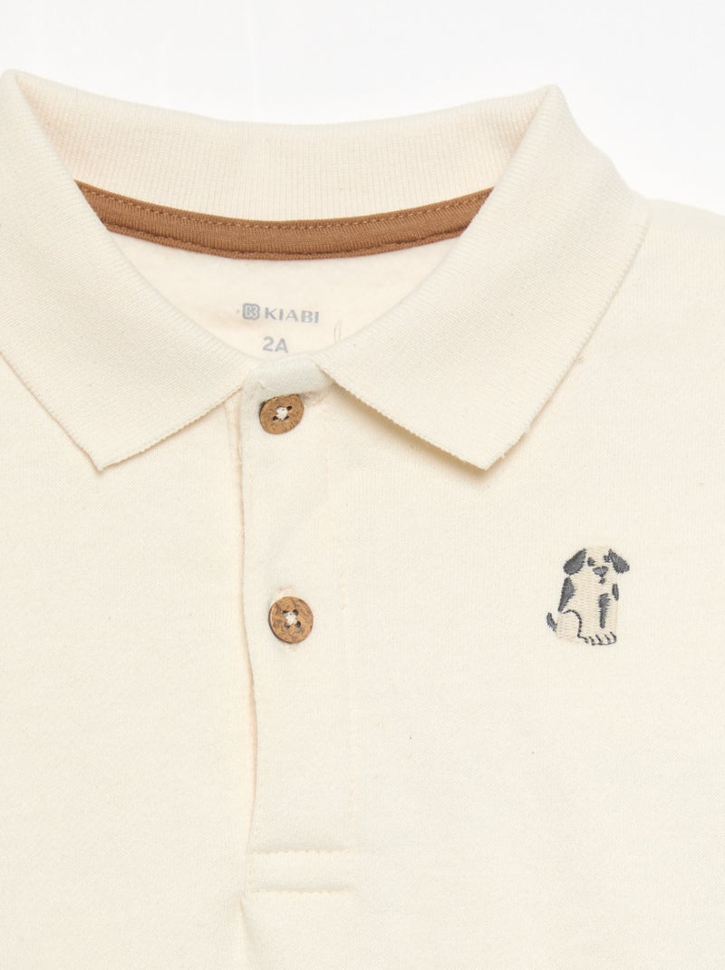 Sweatshirt met lange mouwen en polokraag Wit - Kiabi