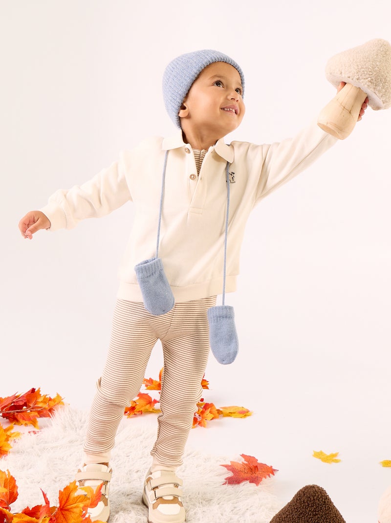 Sweatshirt met lange mouwen en polokraag Wit - Kiabi