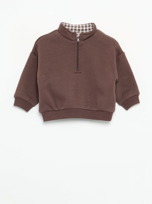 Sweatshirt met lange mouwen en ritskraag - Kiabi Sweatshirt met lange mouwen en ritskraag - Kiabi
