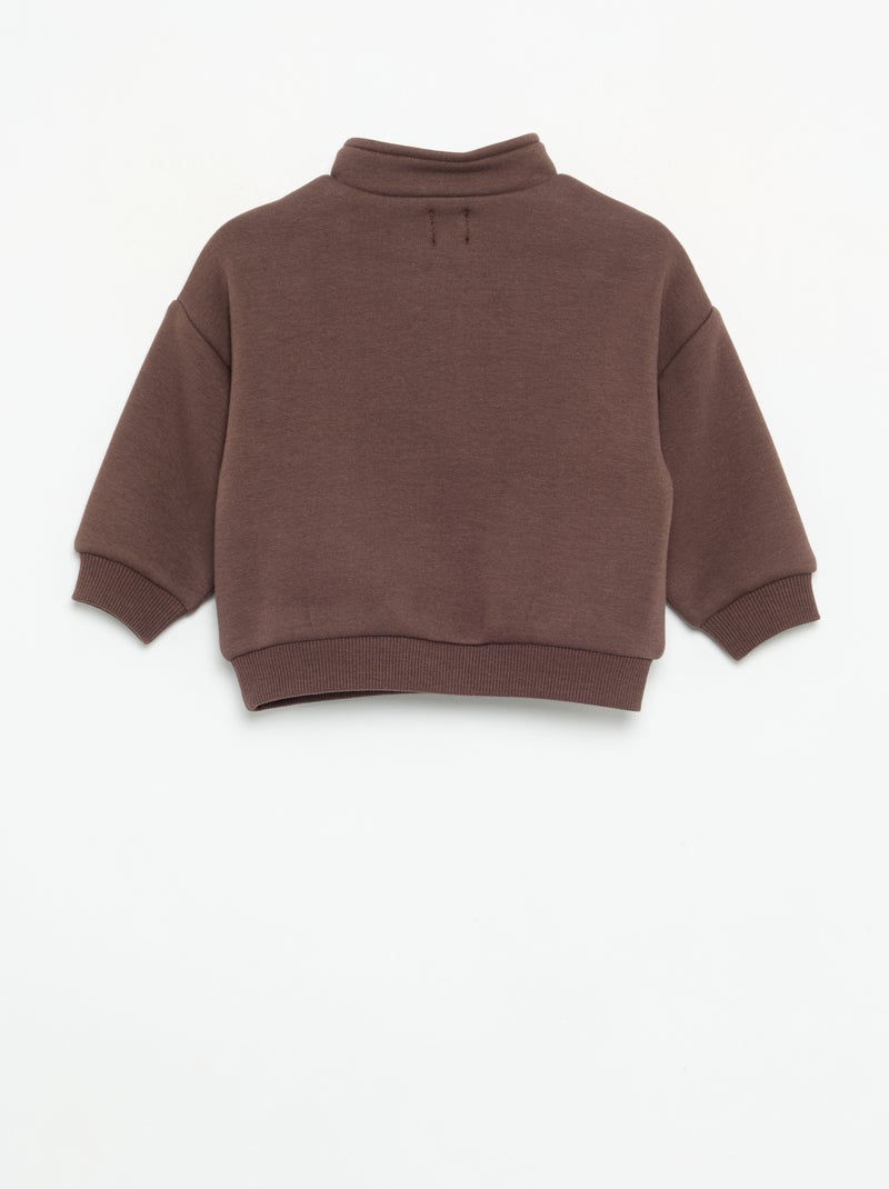Sweatshirt met lange mouwen en ritskraag Bruin - Kiabi
