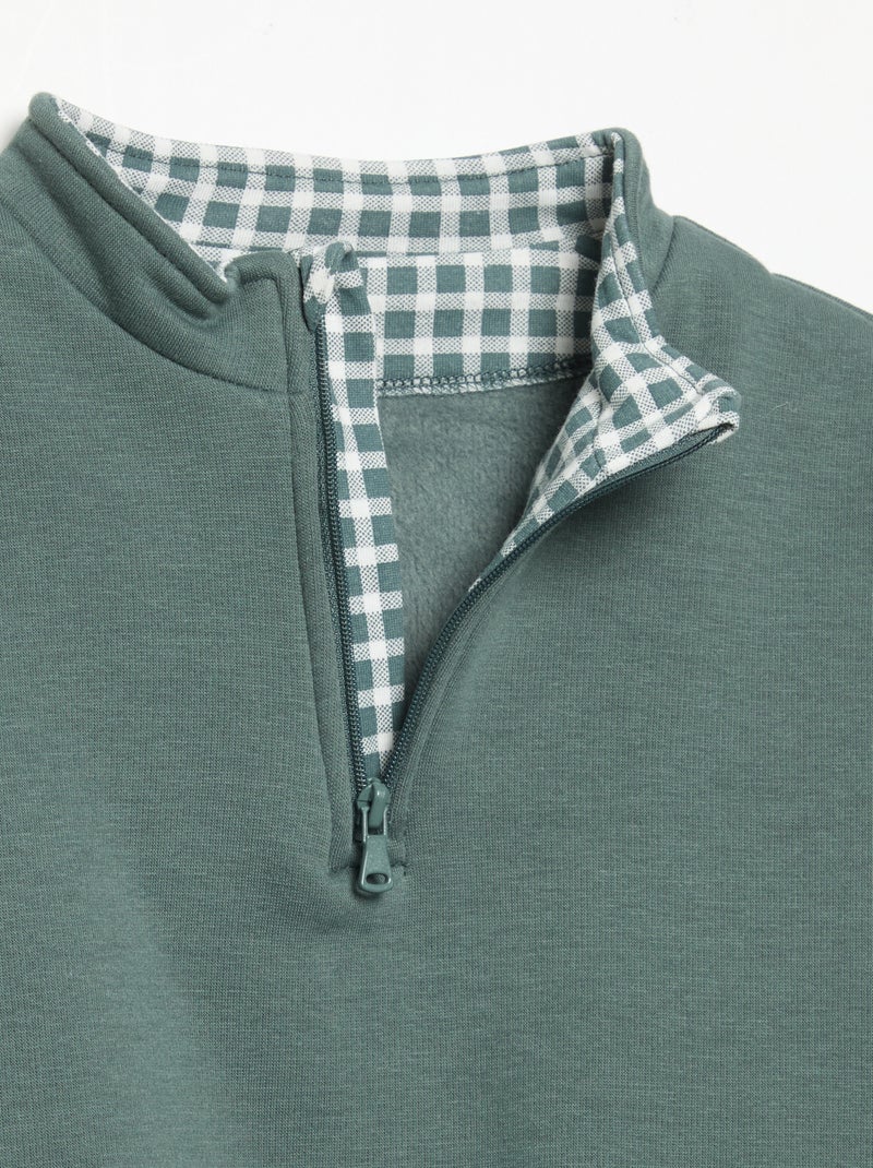 Sweatshirt met lange mouwen en ritskraag Groen - Kiabi