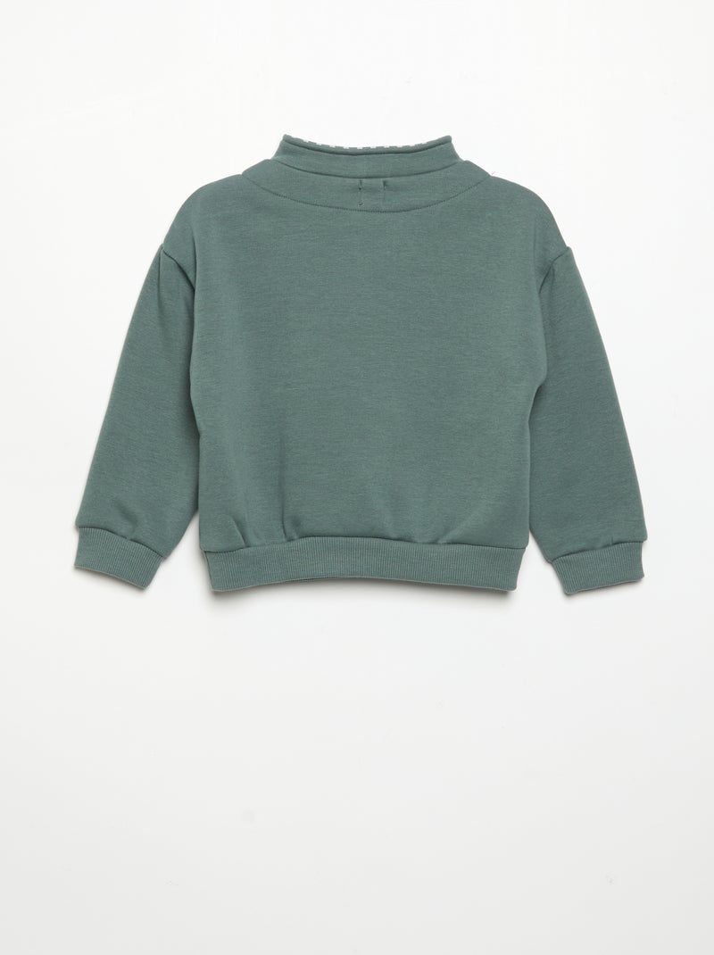 Sweatshirt met lange mouwen en ritskraag Groen - Kiabi