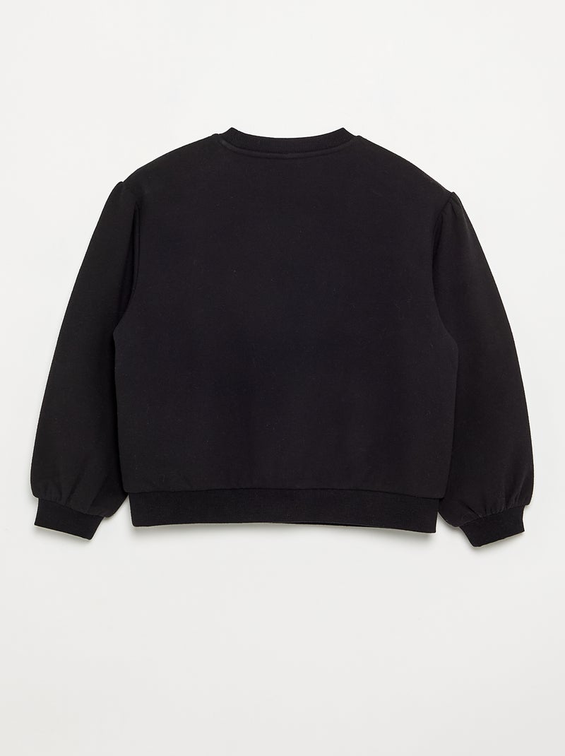 Sweatshirt met lange mouwen en strik Zwart - Kiabi