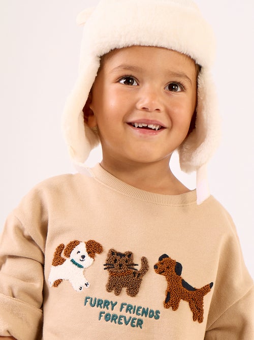 Sweatshirt met lange mouwen van fleece met animatie - Kiabi