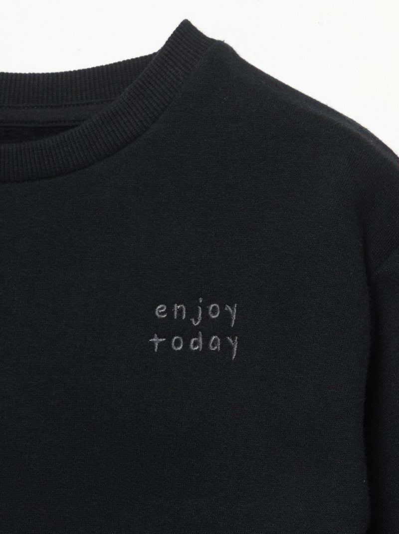 Sweatshirt met lange mouwen van molton Zwart - Kiabi