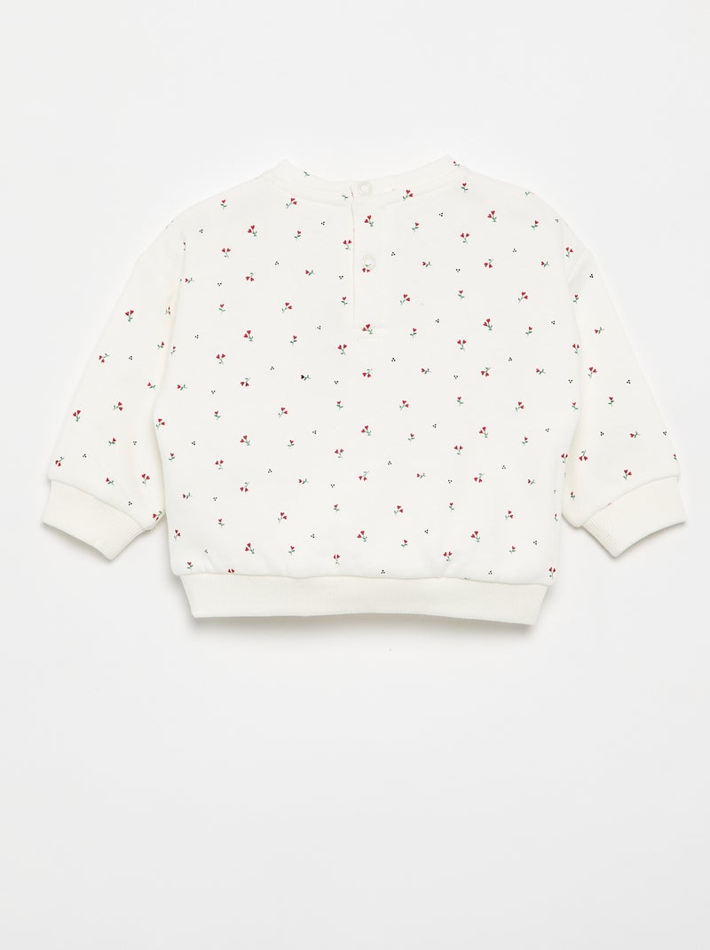 Sweatshirt met motief van molton Wit - Kiabi