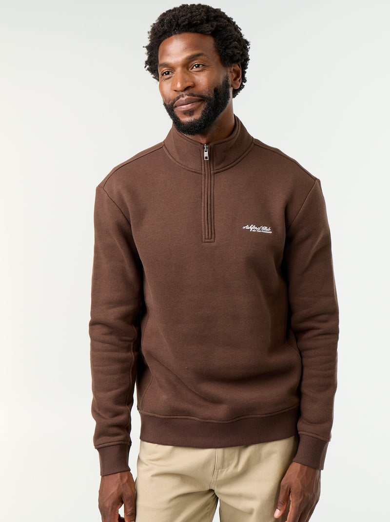 Sweatshirt met opstaande kraag Bruin - Kiabi