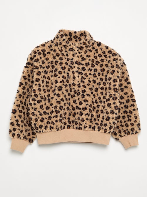 Sweatshirt met opstaande kraag van teddyfleece - Kiabi Sweatshirt met opstaande kraag van teddyfleece - Kiabi