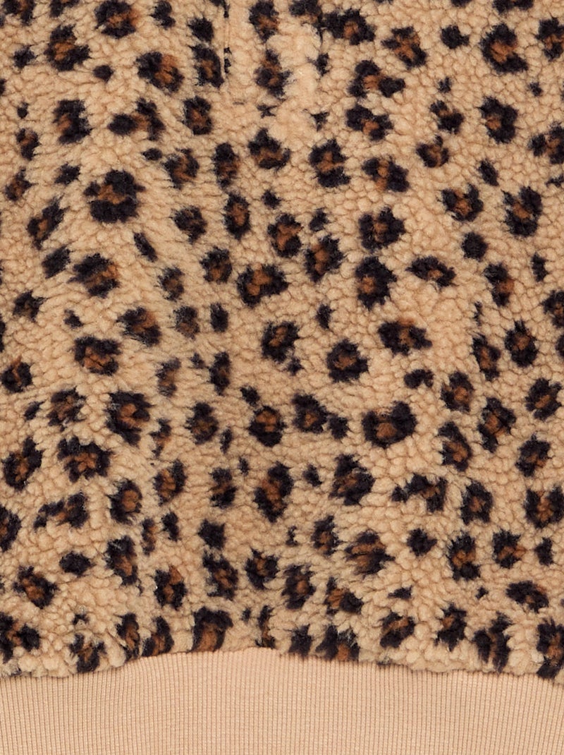 Sweatshirt met opstaande kraag van teddyfleece Biege - Kiabi