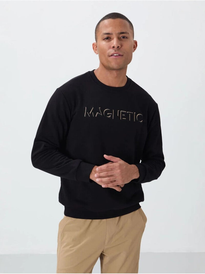Sweatshirt met print en ronde hals tommy Zwart - Kiabi