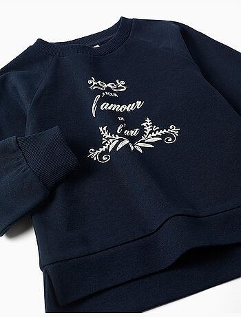 Sweatshirt met reliëfprint beaux arts, oudroze
