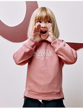 Sweatshirt met reliëfprint beaux arts, oudroze