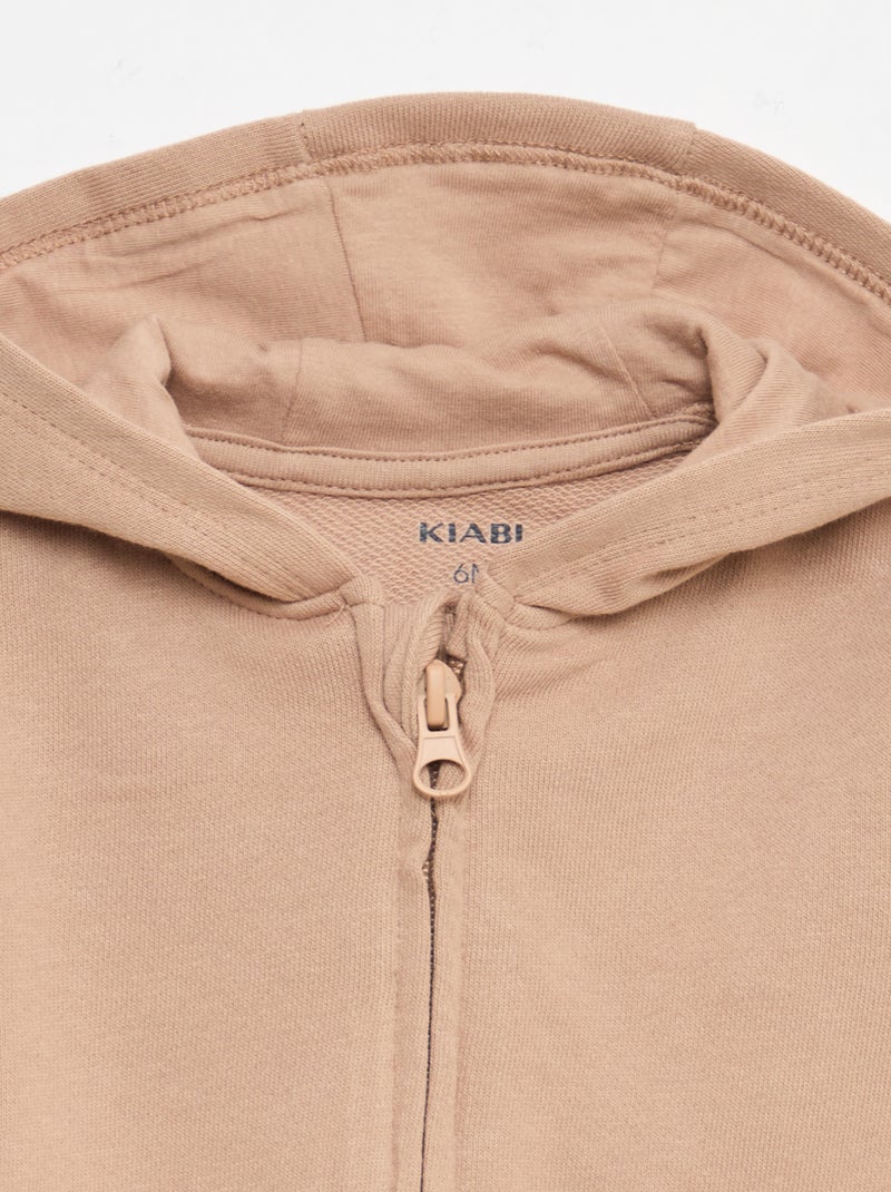 Sweatshirt met rits van french terry Biege - Kiabi