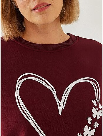 Sweatshirt met ronde hals en geborsteld garen met hartjesprint lucci