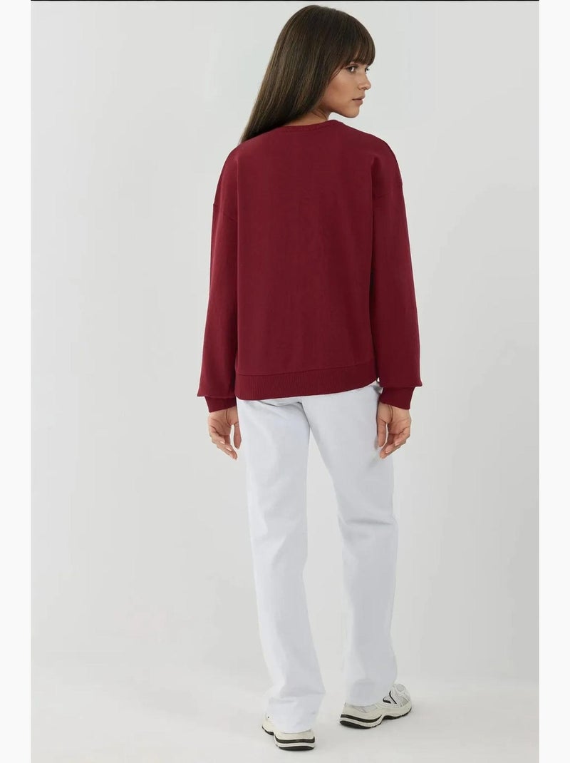 Sweatshirt met ronde hals en lange mouwen hiccup Donkerrood - Kiabi