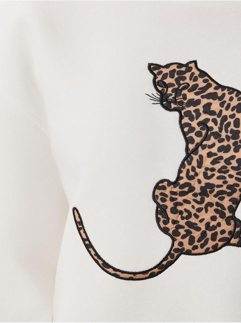Sweatshirt met ronde hals, lange mouwen en gebreide afwerking istanbul Ivoor - Kiabi