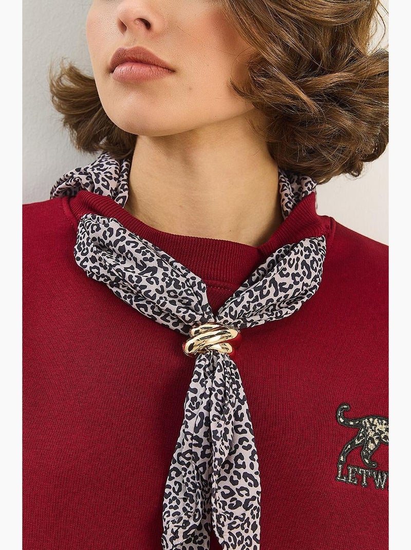 Sweatshirt met ronde hals met accessoire met print lucci Bordeauxrood - Kiabi